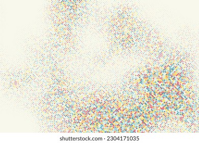 Abstract random colorful gradient halftone circle texture isolated on bright background. Geometric vector shape elements pattern for presentation design. Fit for corporate or invites