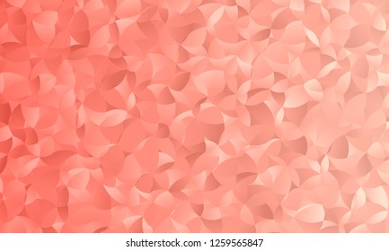 Abstract Random Curves Pattern Background in Living Coral - 2019 Color of the Year. Rose Gold Shimmering Metallic Gradient Backdrop. Wide Horizontal Layout.