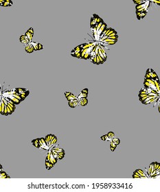 Abstract Random Cute Butterflies  Repeating Vector Pattern Isolated Background