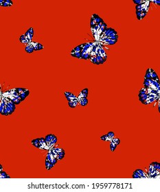 Abstract Random Cute Butterflies  Repeating Vector Pattern Isolated Background
