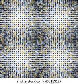 Abstract random dot filled grid check variegated textured background. Seamless pattern.