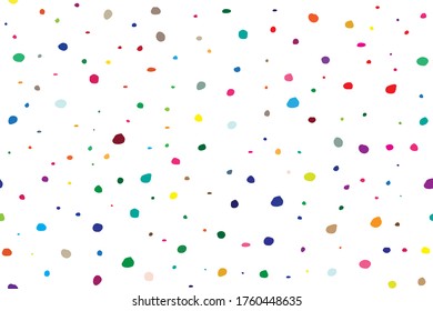 Abstract Random Dot. Polka Dot. Small Pattern Cute Effect. Geometric Eps Dot Sparkle. Black Vector Spot Confetti. Pink Modern Explosion Drawn. Rainbow Happy Color Background. Seamless Graphic Drop.