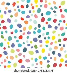 Abstract Random Dot. Seamless Ink Dot Concept. Small Pattern Cool Summer. Rainbow Party Color Background. Red Flying Explosion Polka. Polka Dot. Seamless Fashion Ball. Yellow Vector Spot Birthday.