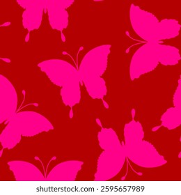 Abstract Random Flying Butterfly Silhouettes Repeating Vector Pattern Isolated Background	
