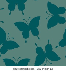 Abstract Random Flying Butterfly Silhouettes Repeating Vector Pattern Isolated Background	
