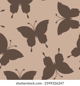 Abstract Random Flying Butterfly Silhouettes Repeating Vector Pattern Isolated Background	
