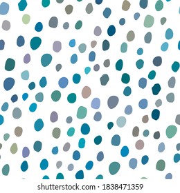 Abstract Random Fun. Seamless Ink Dot Splotch. Blue Flying Background Spray. White Vector Spot Polkadot. Small Color Dot. Blue Pattern Baby Splash. Seamless Vintage Icon. Blue Party Polka Background.