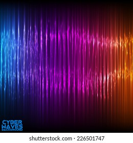 Abstract random glowing lines background. Colorful stripes. Technological cyberspace background. 