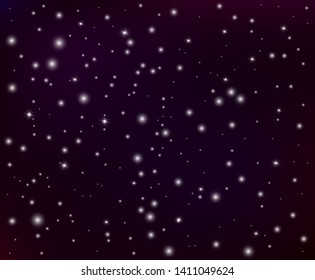 Abstract random glowing stellar dust. Vector space illustration of the night sky, light from the stars.