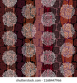 Abstract random grunge pattern of curved shapes. Brown tribal background. Vector image. Seamless pattern.