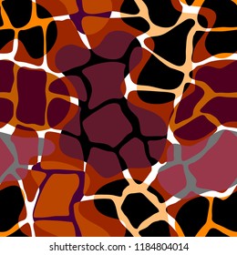 Abstract random grunge pattern of curved shapes. Brown tribal background. Vector image. Seamless pattern.