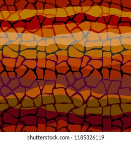 Abstract random grunge pattern of curved shapes. Brown tribal background. Vector image. Seamless pattern.