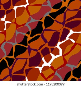 Abstract random grunge pattern of curved shapes. Brown tribal background. Vector image. Seamless pattern.