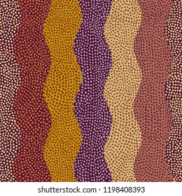 Abstract random grunge pattern of curved shapes. Brown tribal background. Vector image. Seamless pattern.