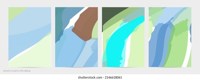 Abstract random multicolored strips. Wavy shapes create artistic watercolor pain texture. Pastel background with organic natural earthy colors. Universal flyer template.