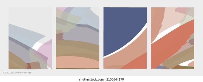 Resumen de tiras multicolores aleatorias. Las formas onduladas crean textura artística de dolor acuarela. Fondo pastel con colores orgánicos de tierra natural. Plantilla de volante universal.