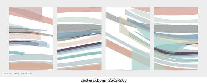 Resumen de tiras multicolores aleatorias. Las formas onduladas crean textura artística de dolor acuarela. Fondo pastel con colores orgánicos de tierra natural. Plantilla de volante universal.