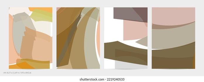 Abstract random multicolored strips. Wavy shapes create artistic watercolor pain texture. Pastel background with organic natural earthy colors. Universal flyer template.