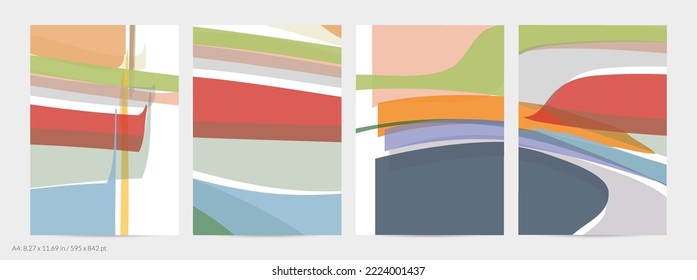Resumen de tiras multicolores aleatorias. Las formas onduladas crean textura artística de dolor acuarela. Fondo pastel con colores orgánicos de tierra natural. Plantilla de volante universal.