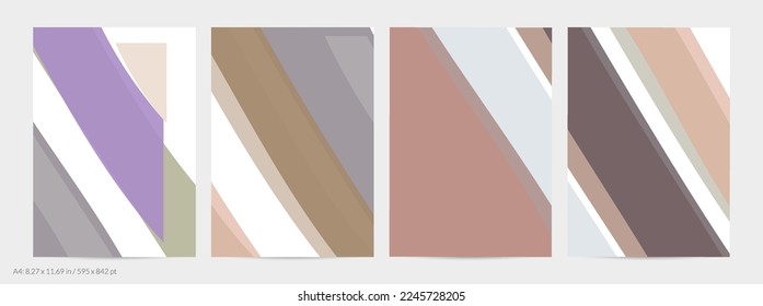 Abstract random multicolored strips. Wavy shapes create artistic watercolor pain texture. Pastel background with organic natural earthy colors. Universal flyer template.