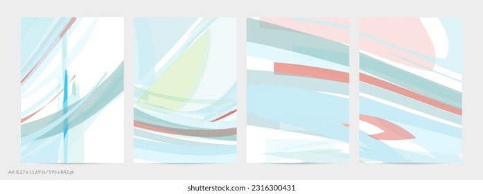 Abstract random multicolored strips. Wavy shapes create artistic watercolor pain texture. Pastel background with organic natural earthy colors. Universal flyer template.