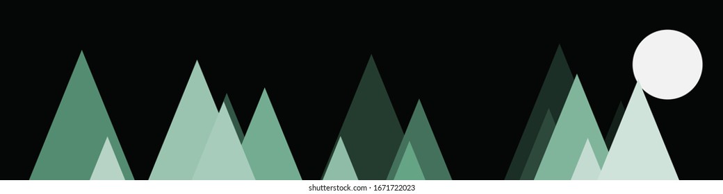 Abstract Random Placed Mountains Panorama Generative Art background illustration