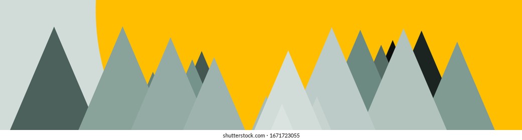 Abstract Random Placed Mountains Panorama Generative Art background illustration