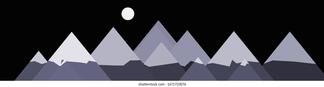 Abstract Random Placed Mountains Panorama Generative Art background illustration
