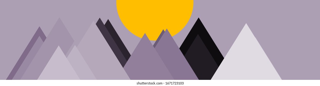 Abstract Random Placed Mountains Panorama Generative Art background illustration