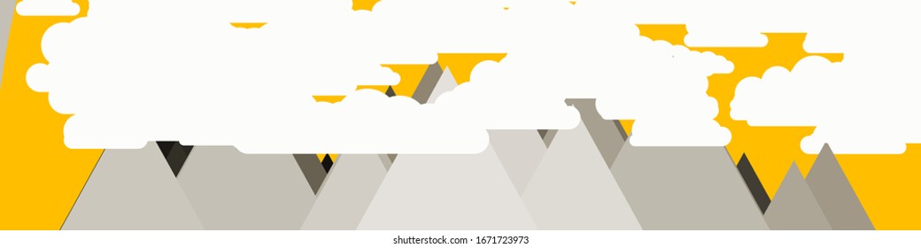 Abstract Random Placed Mountains Panorama Generative Art background illustration