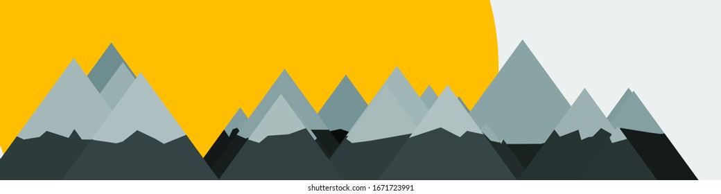 Abstract Random Placed Mountains Panorama Generative Art background illustration