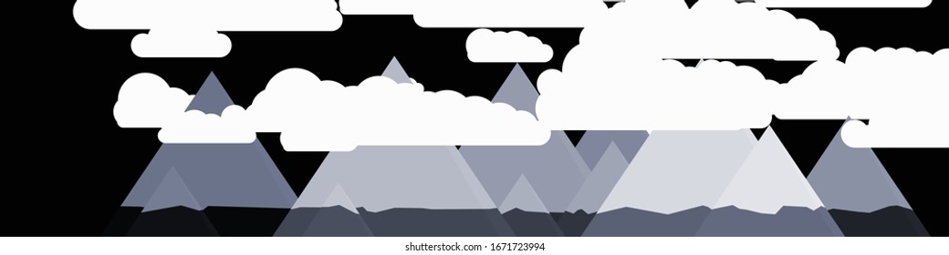 Abstract Random Placed Mountains Panorama Generative Art background illustration