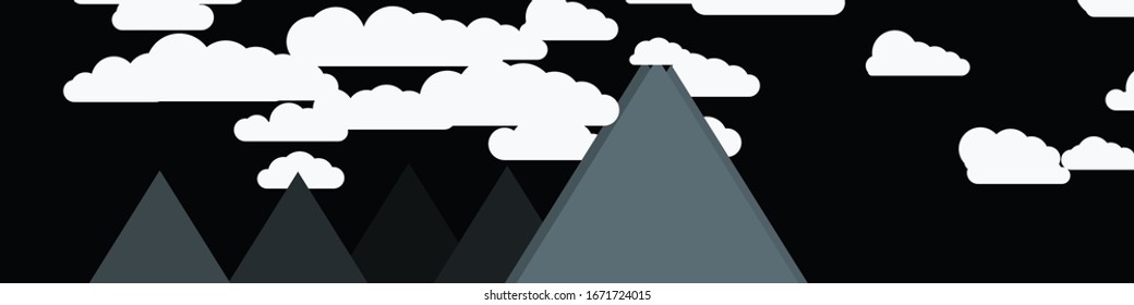 Abstract Random Placed Mountains Panorama Generative Art background illustration