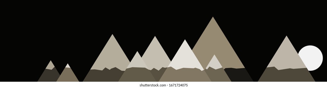 Abstract Random Placed Mountains Panorama Generative Art background illustration