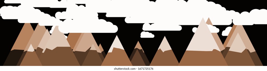 Resumen de Montañas colocadas al azar Panorama ilustración de fondo de arte generativo