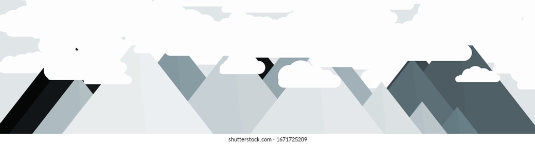 Resumen de Montañas colocadas al azar Panorama ilustración de fondo de arte generativo