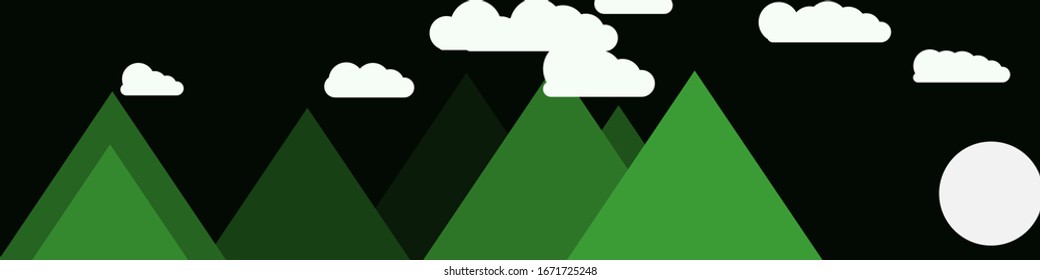 Abstract Random Placed Mountains Panorama Generative Art background illustration