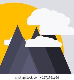 Abstract Random Placed Mountains Panorama Generative Art background illustration