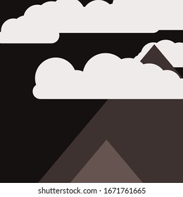 Abstract Random Placed Mountains Panorama Generative Art background illustration