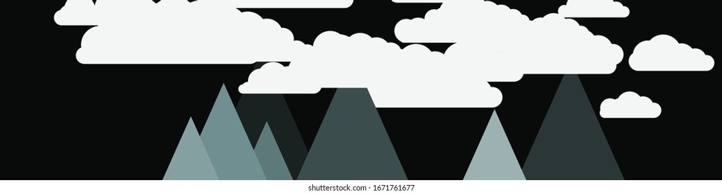 Resumen de Montañas colocadas al azar Panorama ilustración de fondo de arte generativo