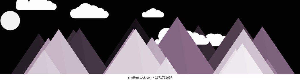 Abstract Random Placed Mountains Panorama Generative Art background illustration