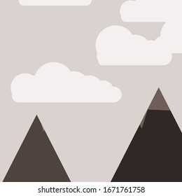 Abstract Random Placed Mountains Panorama Generative Art background illustration