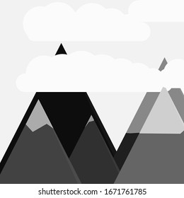 Abstract Random Placed Mountains Panorama Generative Art background illustration