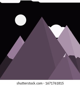 Abstract Random Placed Mountains Panorama Generative Art background illustration