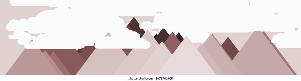 Abstract Random Placed Mountains Panorama Generative Art background illustration