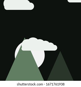 Abstract Random Placed Mountains Panorama Generative Art background illustration