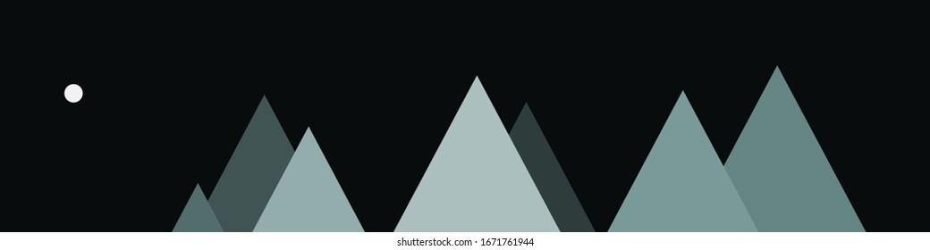 Abstract Random Placed Mountains Panorama Generative Art background illustration