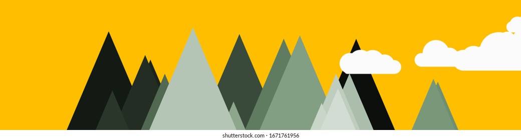 Abstract Random Placed Mountains Panorama Generative Art background illustration
