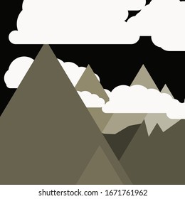 Abstract Random Placed Mountains Panorama Generative Art background illustration