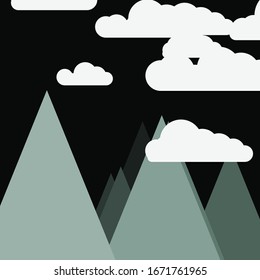 Abstract Random Placed Mountains Panorama Generative Art background illustration
